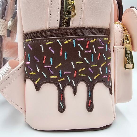 Loungefly Disney Minnie Mouse Chocolate Sprinkle Lollipop Ears Mini Backpack New - Picture 7 of 9
